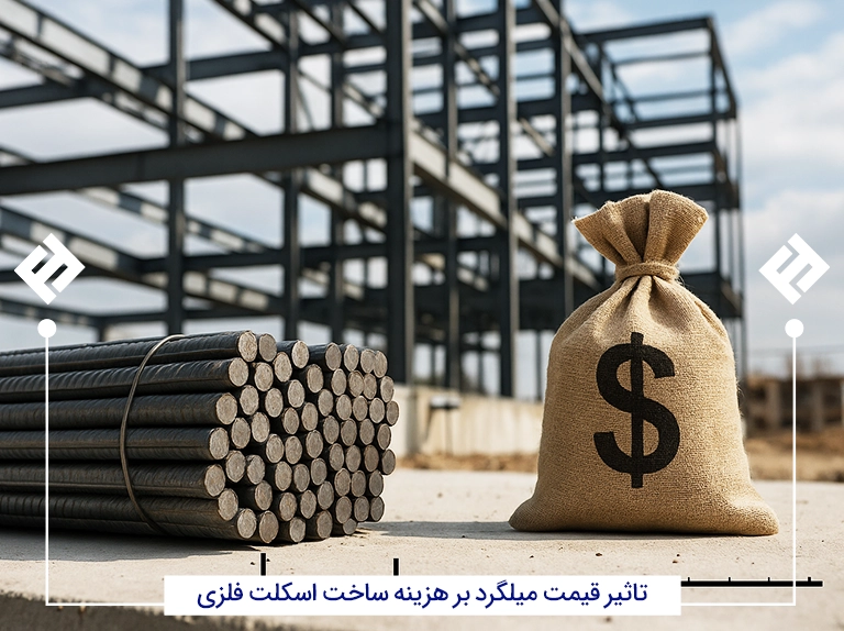 تاثیر قیمت میلگرد هزینه ساخت اسکلت فلزی